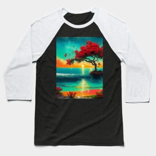 Natural floral beach in sunset landscape Baseball T-Shirt